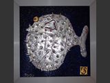 Fugu
Blattgold, Zinn, Acryl auf Stahlplatte.
Maße: 69 / 69 cm